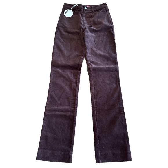 STAUD Womens Chisel Corduroy Pants Mahogany Solid Straight Button Zip Closure 2 - Picture 2 of 12